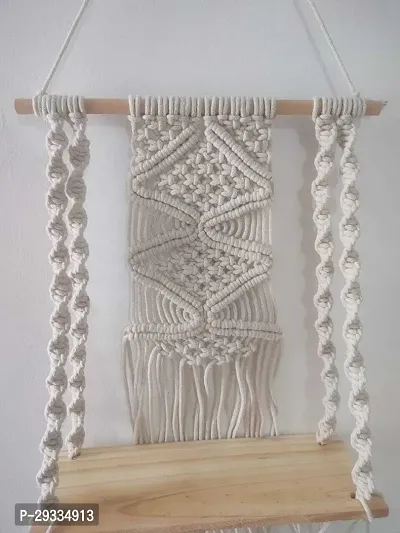 CHAKOER HNG Wooden Wall Hanging Shelf Modern Chic Woven Macrame Tapestries-thumb2