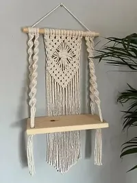 2 CUBRN Macrame Handmade Wooden Wall Shelf  Bohemian Wall Shelf-thumb1