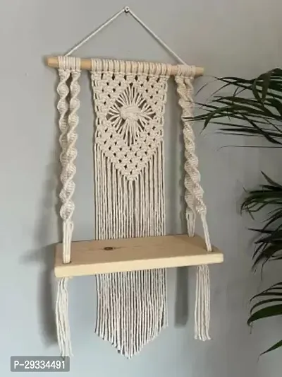 2 CUBRN Macrame Handmade Wooden Wall Shelf  Bohemian Wall Shelf-thumb2