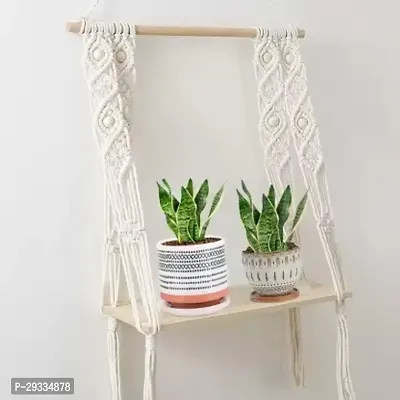 BOARD HNG DUNE Macrame Wall Hanging Shelf Cotton Rope Natural Pine Wood-thumb3