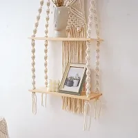 CHAKOR DESIGN 2 FATTA Macrame Wall Hanging ShelfHome Decor Floating Wall Shelf-thumb2