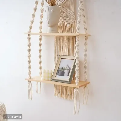 CHAKOR DESIGN 2 FATTA Macrame Wall Hanging ShelfHome Decor Floating Wall Shelf-thumb3