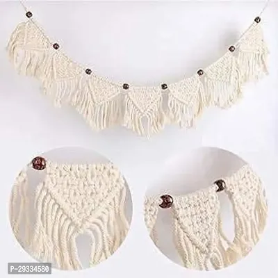 JHALAR 7 FLAG Handicraft Traders Macrame 7 Flags Wall Hanging Fringe Garland Banner Boho Chic Bohemian Wall Decor 9 W x 45 L-thumb0