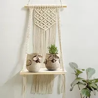 TRINGLE WITH BOD Macrame Wall Hanging Shelf Mounted with an interesting wooden Stick-thumb1