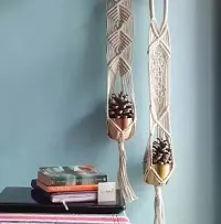 TWO PI Combo of two Cotton Woven Macrame Plant Container MADE IN INDIA.-thumb1