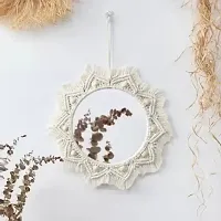 WAGON MIRROR WIT STON Macrame Wall hanging Mirror home decor living roomMADE IN INDIA.-thumb1