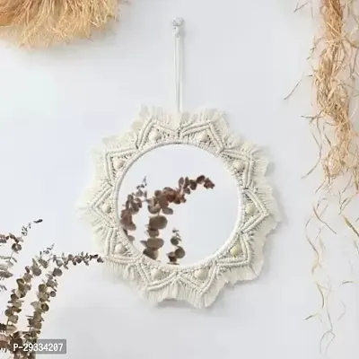 WAGON MIRROR WIT STON Macrame Wall hanging Mirror home decor living roomMADE IN INDIA.-thumb2