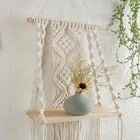 CHOKOR HANG Macrame Wall Hanging Shelf Macrame Cotton Floating Shelf Boho Plant Hanger-thumb1