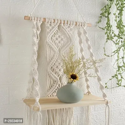 CHOKOR HANG Macrame Wall Hanging Shelf Macrame Cotton Floating Shelf Boho Plant Hanger-thumb2