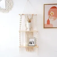 CHAKOR DESIGN 2 FATTA Macrame Wall Hanging ShelfHome Decor Floating Wall Shelf-thumb3