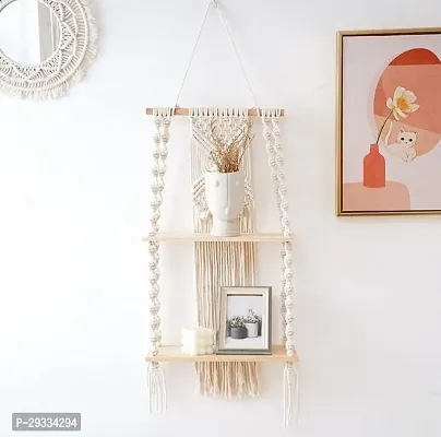 CHAKOR DESIGN 2 FATTA Macrame Wall Hanging ShelfHome Decor Floating Wall Shelf-thumb4