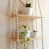 NEW 2 FATTA Macrame Wall Hanging Shelf  Beige-thumb1