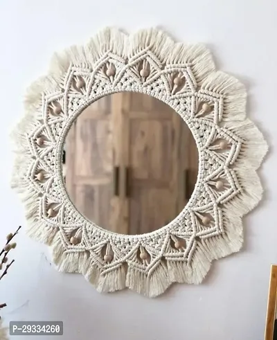 RANBOW MIRROR WIT STON Macrame Wall DEacute;COR Mirror Hanging  for BedroomLiving RoomMADE IN INDIA-thumb0