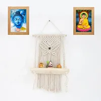 BATRFLU Macrame Thread Wall Hanging Shelf Wood Floating Boho Shelves Wall Storage Rack-thumb2