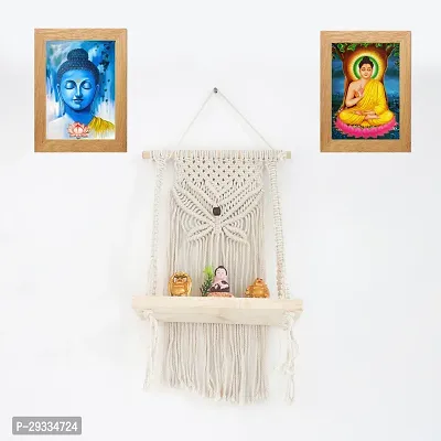 BATRFLU Macrame Thread Wall Hanging Shelf Wood Floating Boho Shelves Wall Storage Rack-thumb3