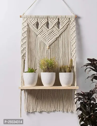 STON HANG Macrame Wall Hanging Shelf  Boho Wall Hanging Shelf for Home Decor Living Room-thumb0