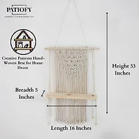 PATIOFY HANGING Macrame Wall Hanging Shelf Woven Home Decor Pine Wood Floating Storage Shelf-thumb1