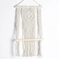 NAFISH HNG Macrame Indoor Wall Hanging Shelf Chic Decor Wood Floating Boho Shelves-thumb1