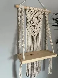 2 CUBRN Macrame Handmade Wooden Wall Shelf  Bohemian Wall Shelf-thumb2