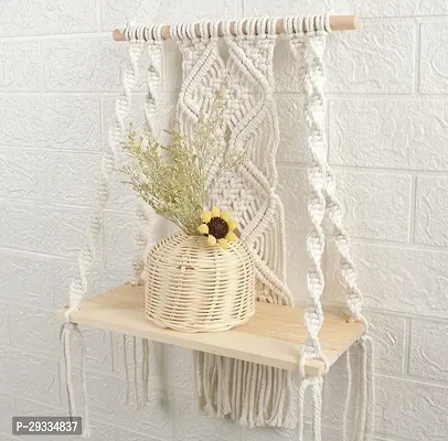 CEKOR HNG Macrame Wall Hanging Shelf Tapestry Boho Wood Hanging. MADE IN INDIA-thumb2