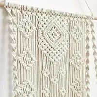 BEAUTY HANG! Teddy Home Decor Abstract Wood Macrame Woven Shelf Wall Hanging white-thumb3