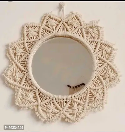 MIROR 43CM Handmade Macrame Wall Hanging Mirror 40Cm X 40Cm-thumb0