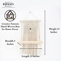 BATRFLU Macrame Thread Wall Hanging Shelf Wood Floating Boho Shelves Wall Storage Rack-thumb1