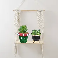 BORD HNG^ Macrame Wall Hanging Shelf Cotton Rope Natural Pine Wood-thumb3