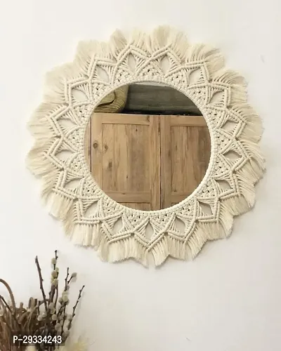 RAINBOW MIRAR WITHOUT STON Macrame wall hanging mirror-thumb2