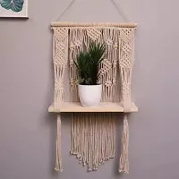 DIL 16 INCH% Macrame Wall Hanging Shelfideal deacute;corplants storage bookshelfMADE IN INDIA.-thumb1