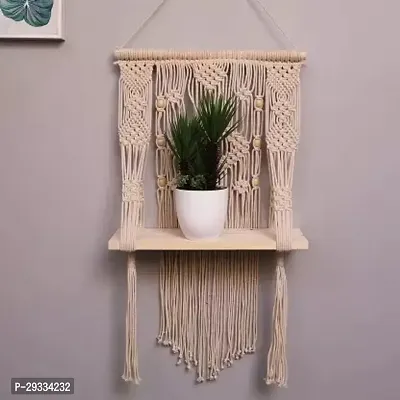 DIL 16 INCH% Macrame Wall Hanging Shelfideal deacute;corplants storage bookshelfMADE IN INDIA.-thumb2