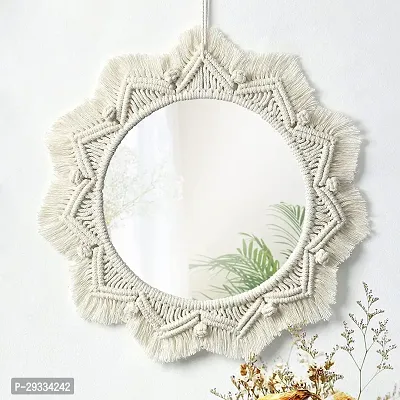 MIRAR WITH GATH Macrame Wall Mirror with Boho Fringes for Apartment Living Room Bedroom MM002-thumb0