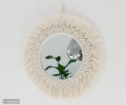 MIRROR THIRD DES RISING CRFT Macrame wall hanging mirror-thumb0