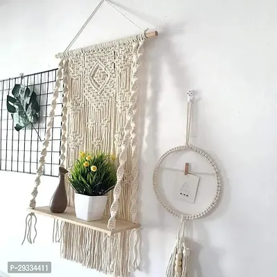 BEAUTI HAN* Macrame Wall Hanging Shelf Boho Plant Hanger Bohemian Pattern-thumb2