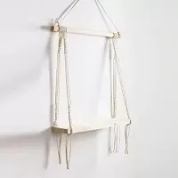 2 WALL SHNG Macrame Indoor Wall Hanging Shelf Chic Decor Wood Floating Boho Shelves-thumb3