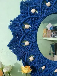 BLUE MIROR WIT STON Macrame Wall MirrorHandmade Hanging Wall MirrorBedroomLiving-thumb1