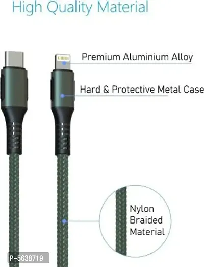 Portronics Type-C to 8 Pin USB Cable 1.2 m USB Type C Cable  (Compatible with All Type C and Lightning Supported Devices, Green, One Cable)-thumb0
