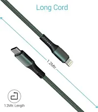 Portronics Type-C to 8 Pin USB Cable 1.2 m USB Type C Cable  (Compatible with All Type C and Lightning Supported Devices, Green, One Cable)-thumb1
