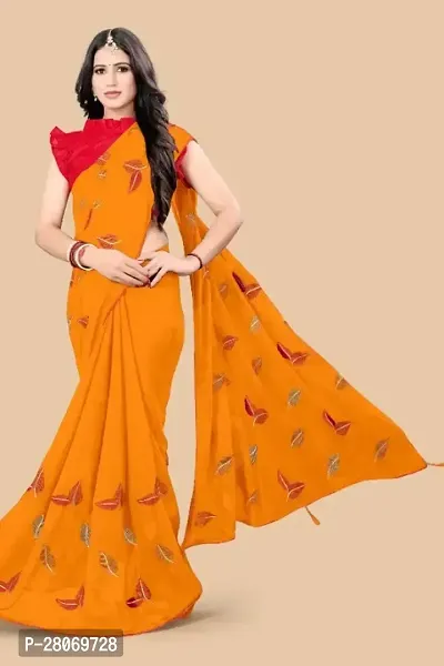 Fancy Georgette Saree With Blouse Piece For Women