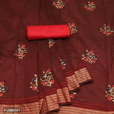 Fancy Chanderi Cotton Saree With Blouse Piece For Women