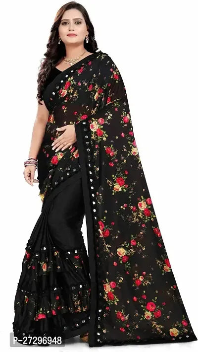 Stylish Lycra Saree with Blouse piece For Women-thumb0