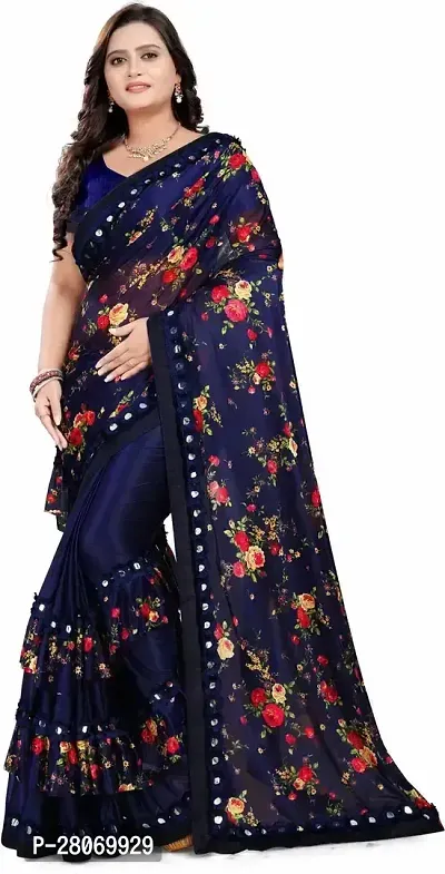 Fancy Lycra Saree With Blouse Piece For Women-thumb0