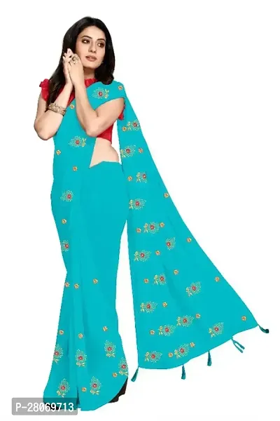 Fancy Georgette Saree With Blouse Piece For Women