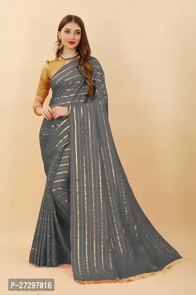 Stylish Silk Blend Saree with Blouse piece For Women-thumb0