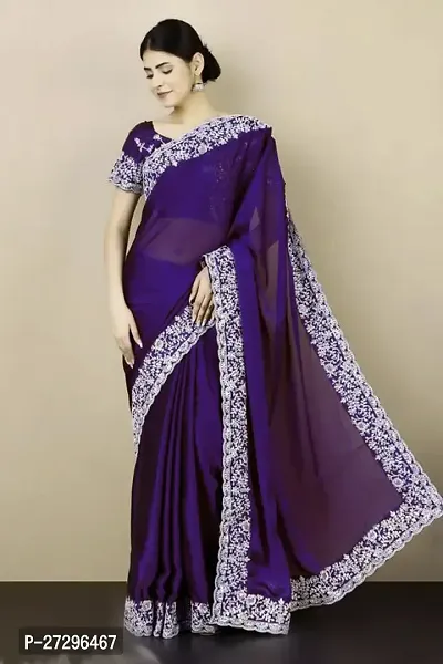 Stylish Georgette Saree with Blouse piece For Women-thumb0