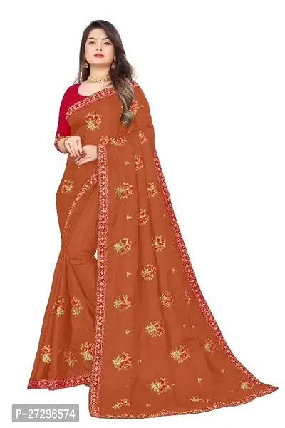 Stylish Silk Blend Saree with Blouse piece For Women-thumb0