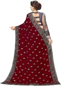 Stylish Net Saree with Blouse piece For Women-thumb1