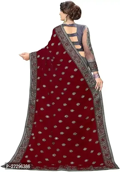 Stylish Net Saree with Blouse piece For Women-thumb2