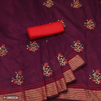 Fancy Chanderi Cotton Saree With Blouse Piece For Women