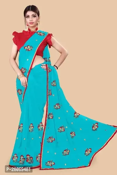 Fancy Georgette Saree With Blouse Piece For Women